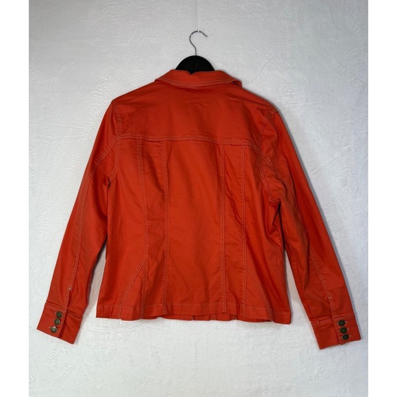 Belle by Kim Gravel Orange Button Front Blazer Jacket Womens Size L - Picture 7 of 8